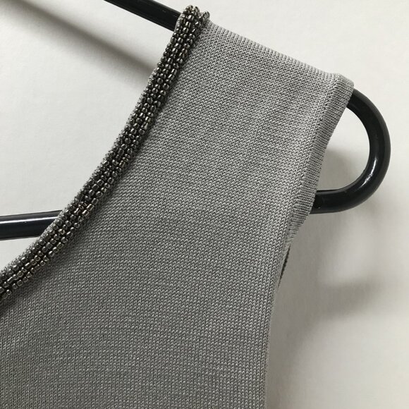 Talbots Petites Gray Beaded Silk Blend Twinset - Picture 15 of 16